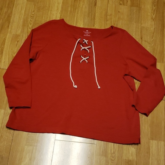 Talbots plus size lace up red top  2Xp - Picture 1 of 3